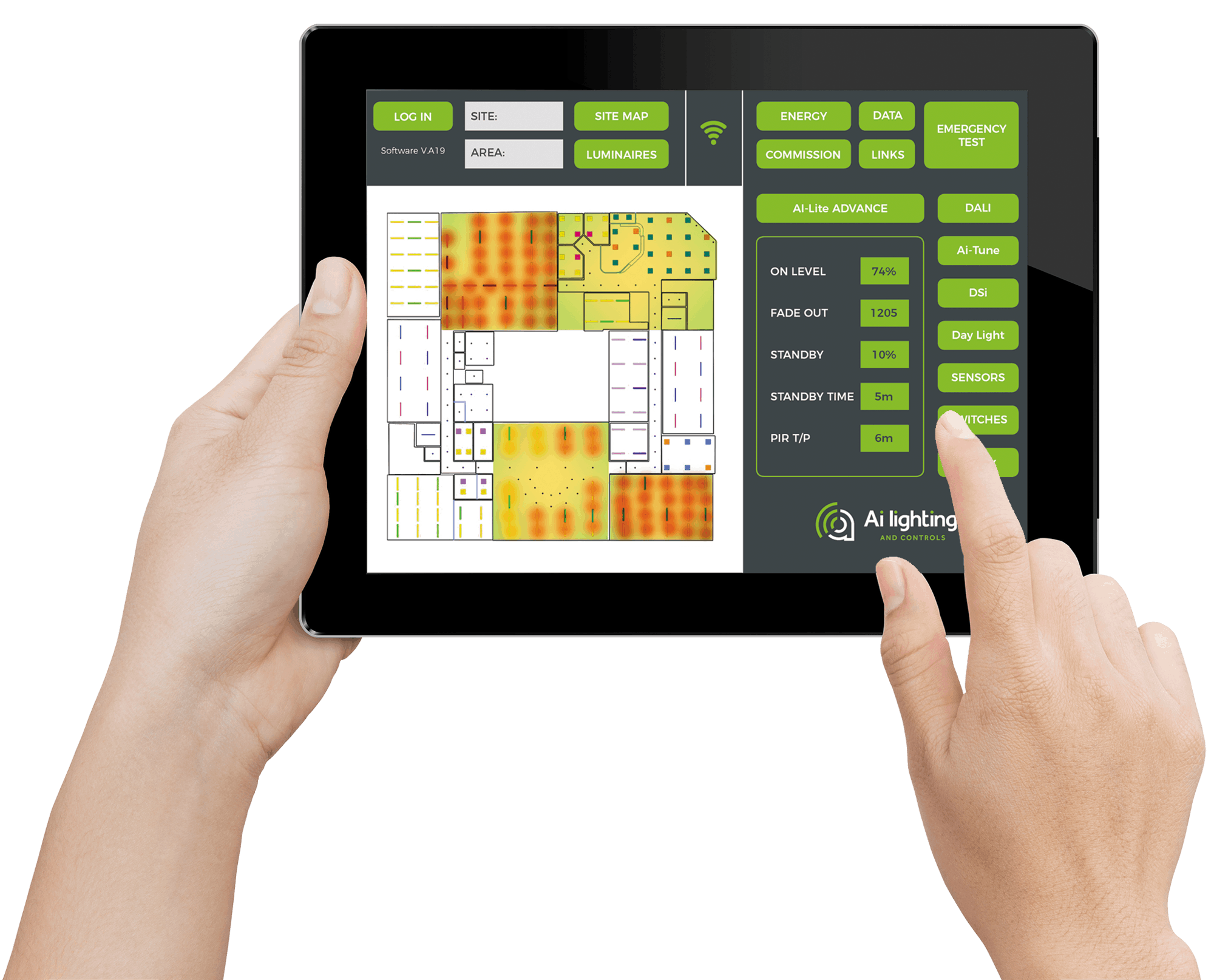 IpadWithContentonScreen AiLighting & Controls
